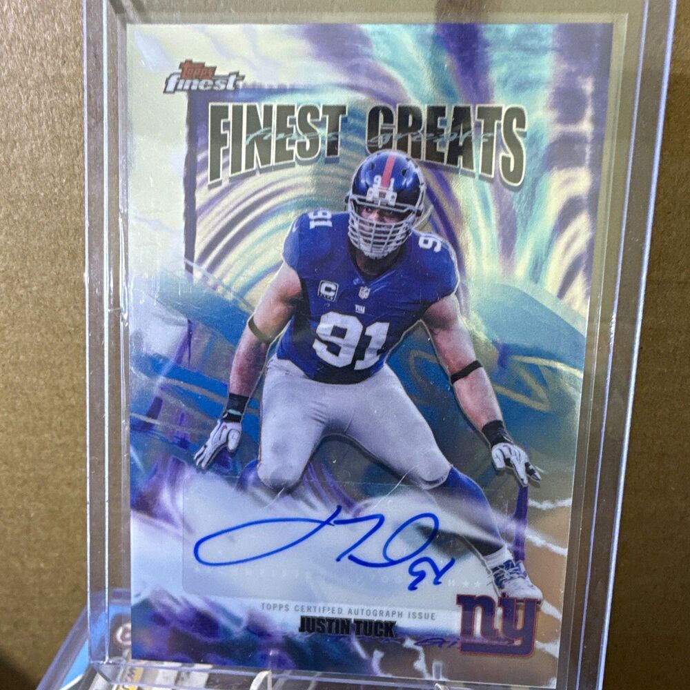 Topps 2025 Finest Justin Tuck Finest Greats Auto Blue purple Giants🔥
